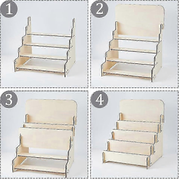 Træstander til bordplacering, til postkort, øreringe, rektangulær, beige, 265x280x445 mm