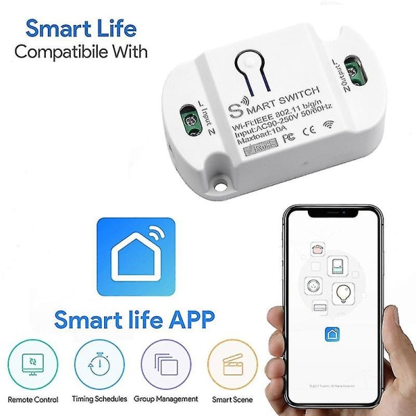 Smart Switch Intelliegent Trådløs Letvægts Wifi Smart On-off Controller Til Hjemmet