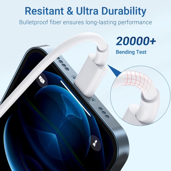 iPhone-pikalatauskaapeli 3-pakkaus 2M USB C - Lightning-kaapeli [MFi-sertifioitu] Uusi iPhone-kaapeli yhteensopiva iPhone14 13 12 11 Pro Max X XS XR, iPad P