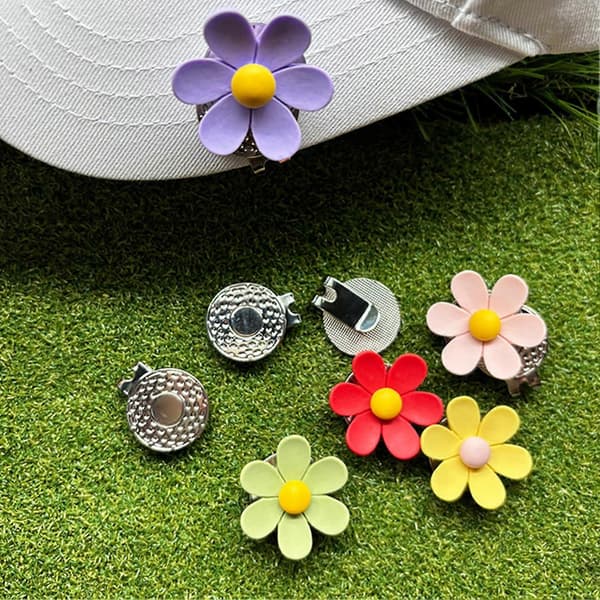 Magnetisk Golfboldmarkør med Hatteclips Blomsterformet Golfboldmarkør Magnet Kasketclips Sæt Golfbag Blue