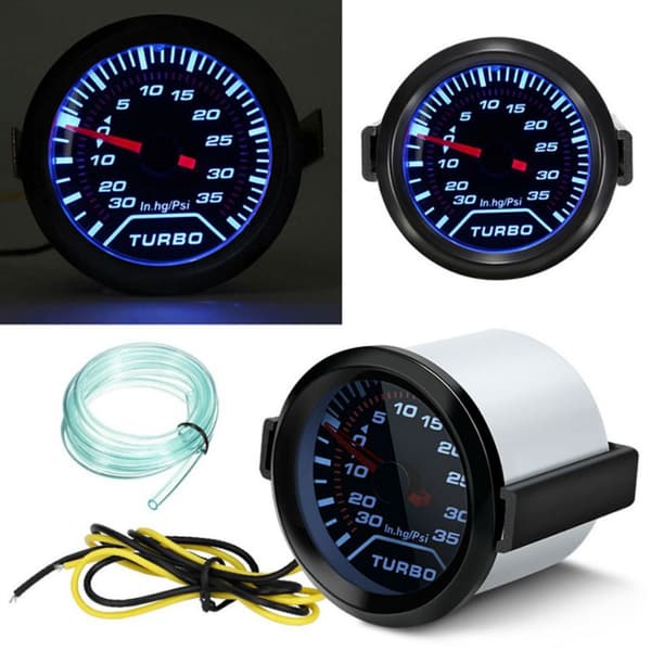 2\" 52mm Bilmotor Universal Psi Turbo Boost Måler Røykfarget Linse LED