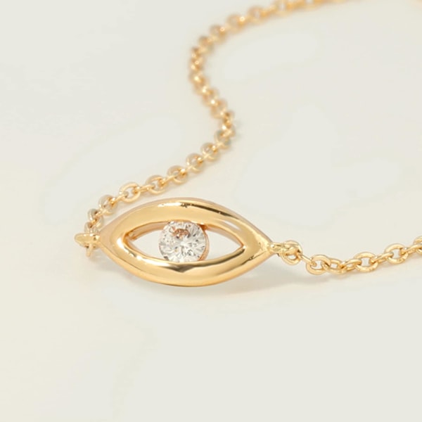 Armband för kvinnor 14K guldpläterad delikat kedja enkelt smycke sött för flickor Evil Eye A 2 Layer Satellite Chain