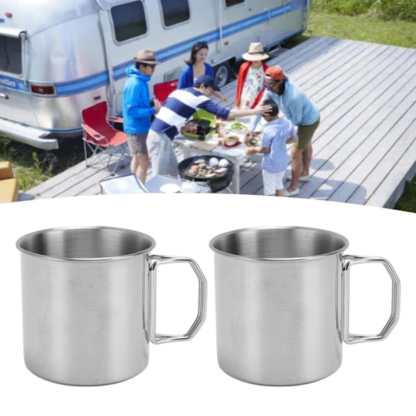 304 Rustfritt Stål Sammenleggbart Håndtak Krus Reisekopp, Bærbar Utendørs Camping Øl Vann Kaffekopp, med Sammenleggbart Håndtak, Kapasitet (250ML) 250ML