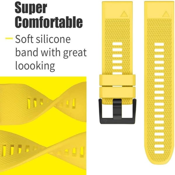 Til Fenix5/6/7/7x/6x/5X Rem 26mm Silikonerem yellow