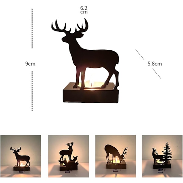 Ljusstake, adventsljusstake, svart för 4 cm, te ljus, ljusinsats, bordsljus, ljusstake, metall, modern, ljusstake, blockljus, för 4 pieces