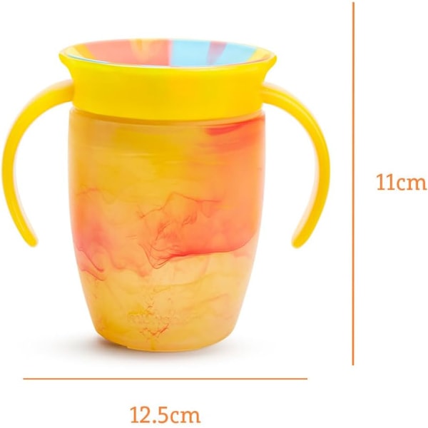 Miracle 360 6+ Måneder 7oz Baby Sippy Cups (2-pak). Træningskop, Spildfri, Opvaskemaskine-sikker Baby Vandflaske med Nemme Greb. (Pink/Gul) Pink/ Yellow