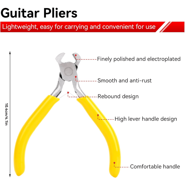 Guitarstrengetang, Guitarbasstrengeskærer Guitarstrengetang Stålbåndaftrækker Fjernelse Skæretang Skær Luthier Værktøjer Guitar Reparationsværktøj Wire Cu