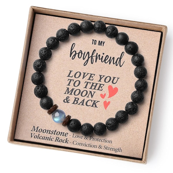 Presenter för Pojkvän Födelsedagspresent Idéer Ettårsdag Pärl Armband Sentimental Presenter för Pojkvän Fars Dag Examen Boyfriend 7.5 Inches