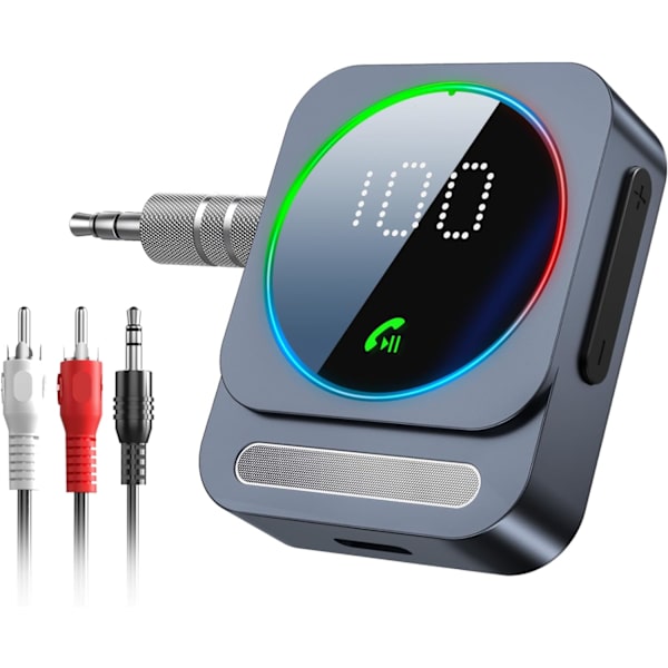 Bluetooth 5.3 -vastaanotin HiFi-laitteille, 3,5 mm:n auton Bluetooth AUX -sovitin, Mini Bluetooth Aux kodin stereolaitteille/kaiuttimille/langallisille kuulokkeille, alhainen viive, Gray