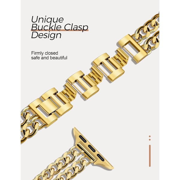 Starlight Klokkeremmer for Kvinner Kompatibel med Apple Watch 38mm 40mm 41mm Justerbar Metallrem Stål Kjede Armbånd for iWatch Series (Uten Deksel) gold 38/40/41mm