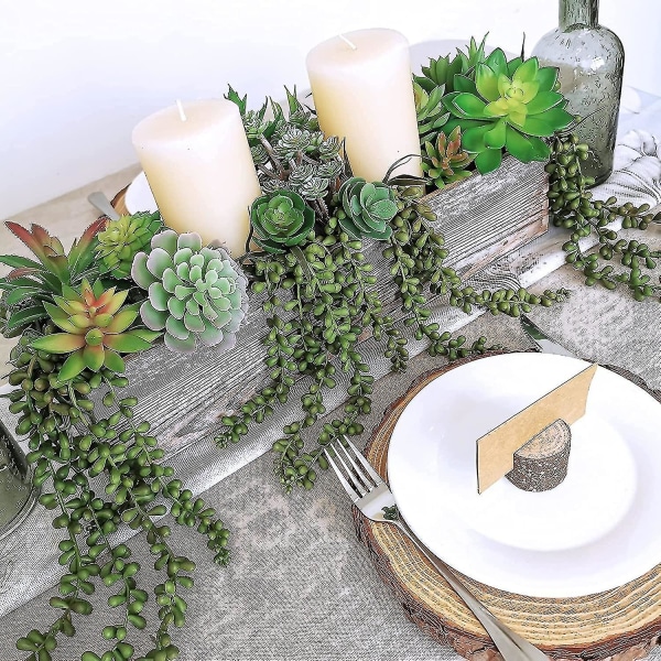 4 st konstgjorda hängande suckulenter Faux Burro's Tail Picks Spår av pärlor Suckulenter Falska grönska Blomsterarrangemang