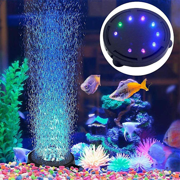 Akvarie Boble Led Lys Fjernbetjent Luftsten Disk, Med Effekter Til Fi