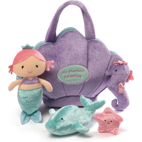 GUND Play Soft -kokoelma, Mermaid Adventure 5-osainen pehmolelusetti, jossa rätinä, piipittäjä ja rypistysleluja, aistipeli vauvoille ja vastasyntyneille Mermaid Adventure