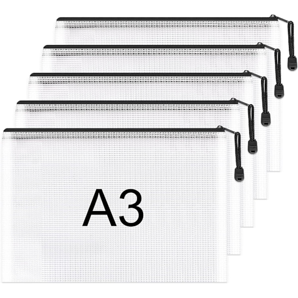 A3 Dokumentmapp Extra Tjock Dragkedja Arkivpåsar Mesh Dragkedja Dokumentplånböcker Mapp Resväska För Kontorsmaterial Och Reseaccessoarer Black A3
