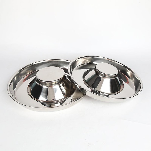2 rustfrie stålskåle til langsom fodring af hunde, hvalpefravænningssål kan bruges til flere hvalpe til at spise vand og hvalpeskåle (30*3,2cm)