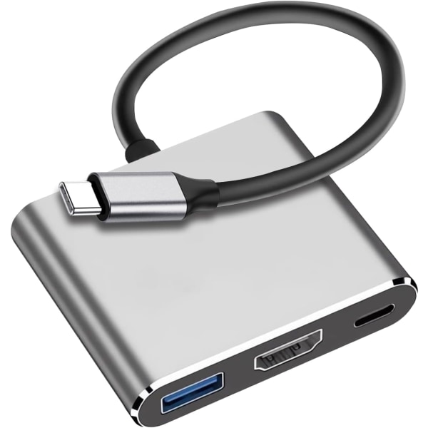 USB C til HDMI Multiport Adapter, 4K HDMI USB-C PD100W Hurtigopladningsport & USB 3.0 Port, Converter Adapter USB C Hub til MacBook Pro Air, iPad Pro 2