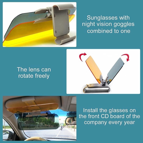 Forlængelse af bilsolskærm - 2 i 1 antirefleks solskærm til bil, solskærm til bilsideforrude, solskærm til bil antirefleks
