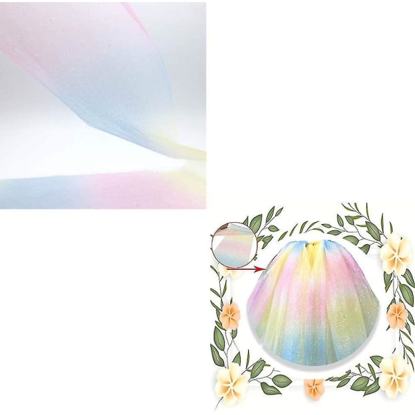 1kpl Rainbow Gradient Glitter Tylli Rulla Kangas Nauha Tylli Nauharulla (6 In 10 Jaardia), Kevyt (h-2
