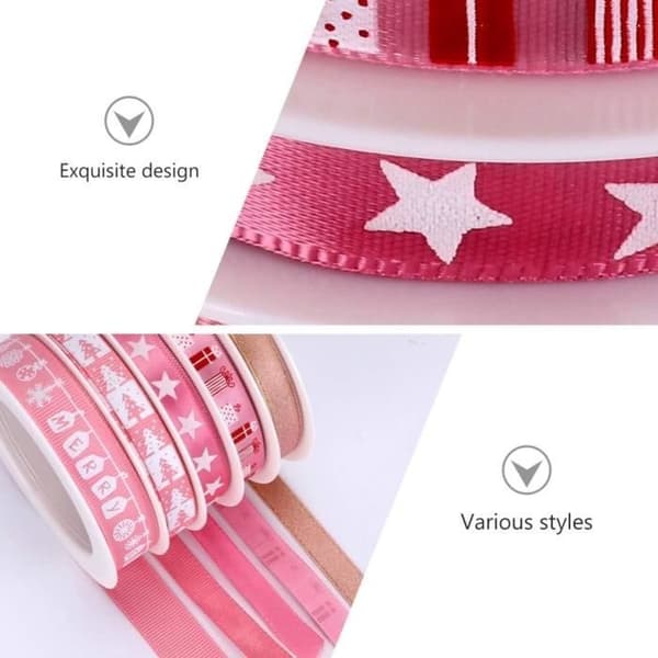 Julbandsrullar - Ej specificerat - 5 st - Polyester - Rosa - Dekorativa för jul