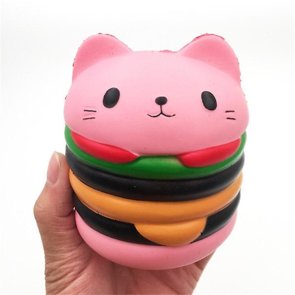 Pink Squeeze Toys Hamburger Mega Cat Slow Rise Toys Anti - Stress kattunge