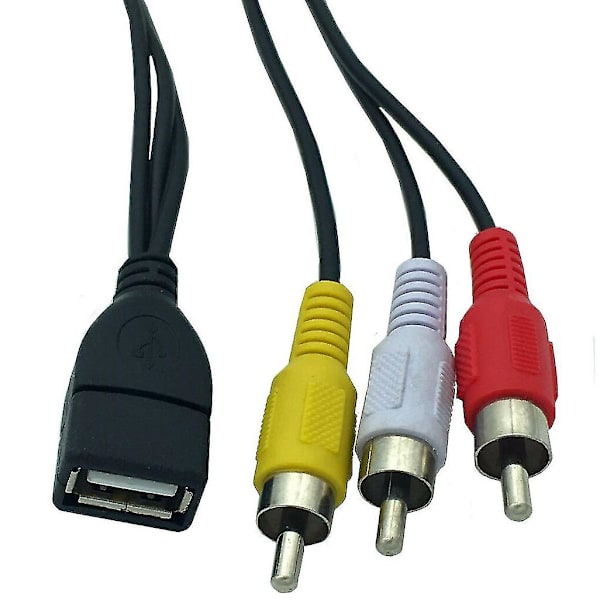 1,5 m USB A hun til 3 RCA Phono AV kabelledning PC TV Aux lyd-videoadapter