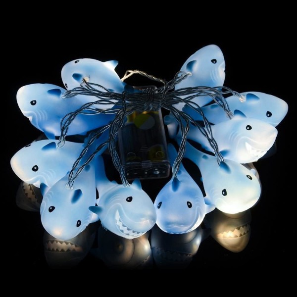 1,5M 10 LED Hajformade ljusslingor Batteridrivna LED-fe-lampor Fantastiska lampor för sovrum Barnrum Barnrum Födelsedagsfest Dekoration (Haj)