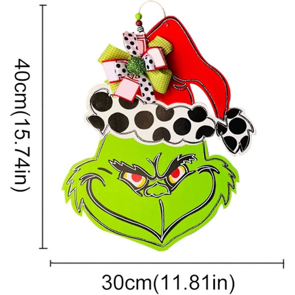 Tervetuloa-kyltti hauska Grinch_welcome Etuoven kyltti Seppeleet, 15,7 x 11,8 tuumanen puinen riipuskoriste, puinen maalaistalon kuistin koriste kodin etuosaan