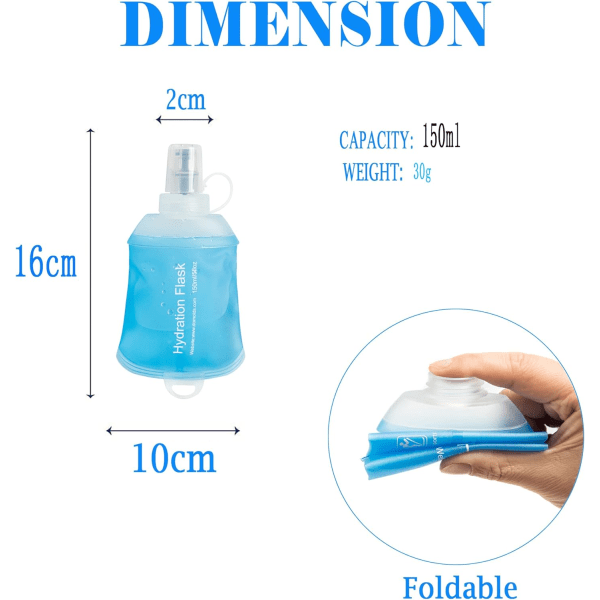 150ML Myk Flask, TPU Foldbar Løpehydreringsflaske, Myk Sammenleggbar Vannflaske for Hydreringspakke Sykling Maraton Løping Fotturer 150ml2