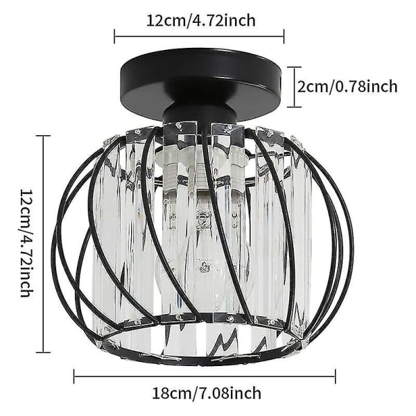 Moderne krystall taklampe E27 LED taklampe Mini krystall lysekrone for kjøkken spisestue soverom gang inngang (svart) ,h