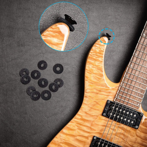 12 kpl kitarahihnan lukko silikoni kitaran hihnan lukot kumiset kitarahihnan lukot kitaran suojalukot (musta)