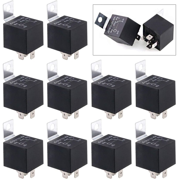 10 st 12V 30/40 Amp 5-stifts SPDT elektriska reläer kit perfekt för bilinstallationer, billjudsystem och säkerhetssystem