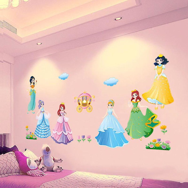 Aftagelige prinsesse-klistermærker selvklæbende selvklæbende vægdekaler til babypiger børneværelse børneværelse