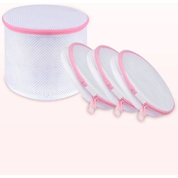 Rosa - BH-nett for vaskemaskin, store vaskeriposer for sokker, bh-er, undertøy og undertøy, sett med 4 rosa vaskeriposer