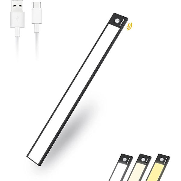 Led-garderobsljus med rörelsesensor, 12 tum dimbar uppladdningsbar Led under köksskåpsbelysning, magnetisk under disk trådlös belysning för kontor