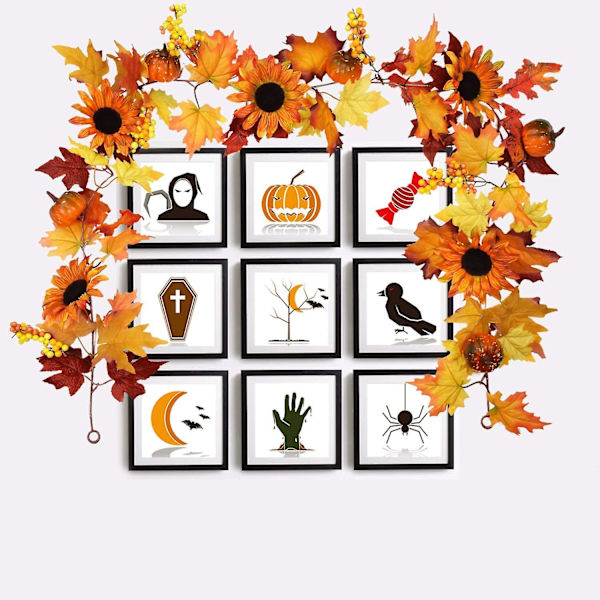 Kunstig Ahornblad Bær Solsikke Græskar Efterår Dekoration Girlande Hængende Dekoration Efterår Fest Bryllup Thanksgiving Hjem Indretning(1stk, Multicolo