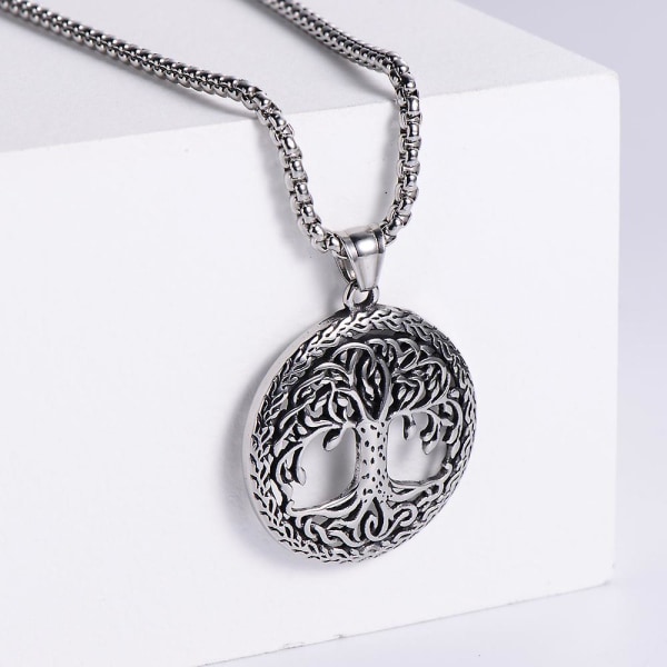 Classic Norse Viking Hollow Round Tree Of Life Cast Stainless Steel Pendant