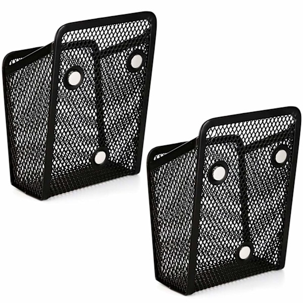 Magnetisk skrivebordsopbevaringsboks Metalnet Opbevaringsboks Kontorartikler Net Penholder Sukkerstativ Whiteboard Køleskabsmagnet 2 pak