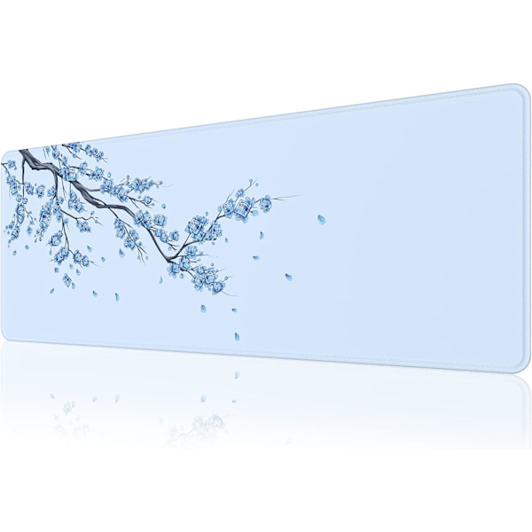 Japansk körsbärsblomma musmatta (31,5 × 11,8 × 0,12 tum) Utökad stor musmatta skrivbordsunderlägg, sydd kant musmatta, halkfri gummibas, spel Plum Mouse Pad  3 Ink Drawing Mouse Pad  1
