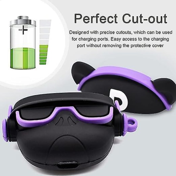 (musta violetti) Airpods1/2 Bluetooth - case, silikoninen langaton case, söpö luova case, avaimenperällä