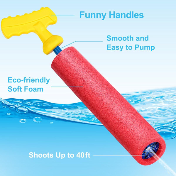 Vattenpistoler för Pool, 4-pack, 12 Meter Räckvidd, Strandleksaker för Sommarfest, Utomhusleksaker för Pojkar, Flickor, Vuxna och Barn 3-12 År Red+yellow+green Power Handle*3