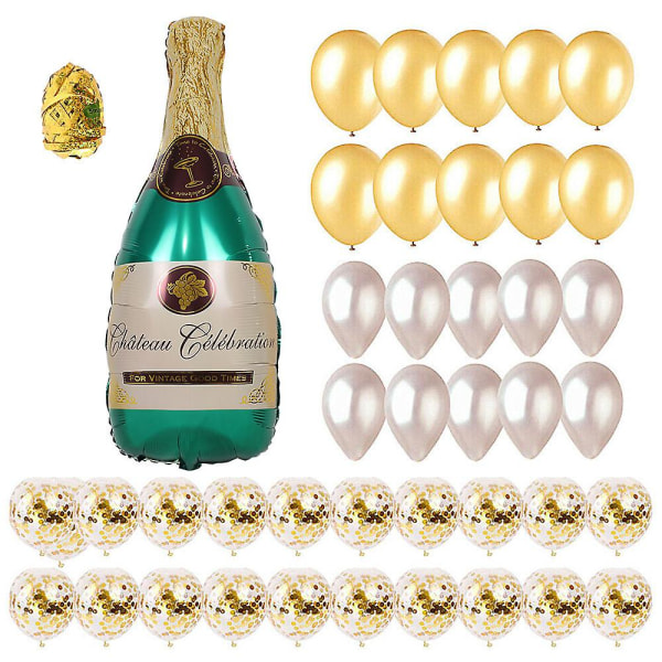 42st Champagneflaska Festdekoration Ballonger Set Konfetti Ballongdekorationer och Banner Bakgrund Bakgrund För Festdekoration
