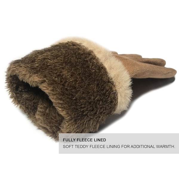 Damernas eleganta konstläderhandskar, mjuka, varma och mysiga vinterhandskar med mysig foder och konstpälsmanschett Grey