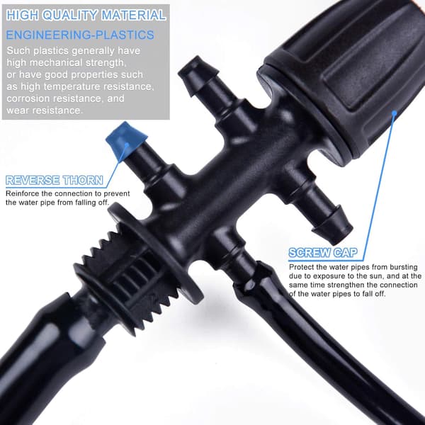 Modhager T-stykke til drypvanding, (passer til 13/4 mm ID) (sort)