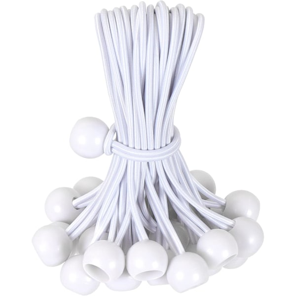 6 Inch,White Bungee Ball for Tarp Tie Down Cords Heavy Duty for Outdoor Canopy,Tents, Cargo, Shelter, Gazebo with UV-Resistant (30 PCS)