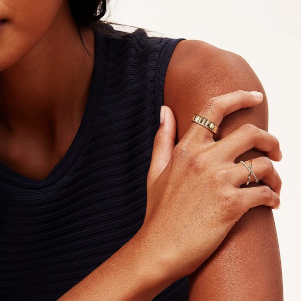 Kraftiga guldpläterade ringar för kvinnor - Trendiga kubiska zirkonium 14k guld fyllda stapelbara ringar Gold pumpkin ring 6