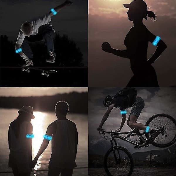 4-pack LED-armband med reflex - för löpning och jogging Blue