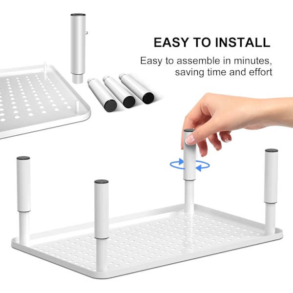 Computer Skærmbakke Stativ Hvid, Metal til Laptop, Printer, Notebook og Alle Fladskærms-TV Skærme med Ventileret Platform, 3 Højdejusterbar White