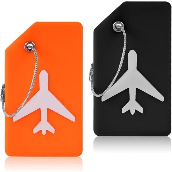 2 kpl matkatavaralappuja, silikonisia matkatavaratarroja, matkalaukun set, käsilaukkujen etikettitarroja Matkatarvikkeita kirjattuihin matkatavaroihin, käsimatkatavaroihin ja #5 Orange+Black ^1 2PCS