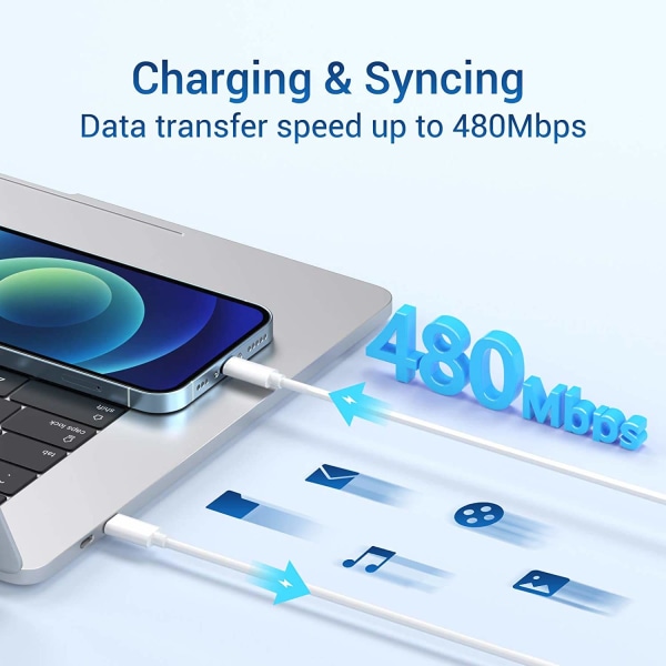iPhone-pikalatauskaapeli 3-pakkaus 2M USB C - Lightning-kaapeli [MFi-sertifioitu] Uusi iPhone-kaapeli yhteensopiva iPhone14 13 12 11 Pro Max X XS XR, iPad P