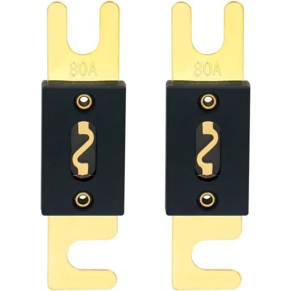 2-pack ANL-80A säkringar för billjudsystem - svart och guld